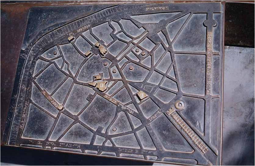 Maqueta en altorrelieve:Maqueta en altorrelieve de un plano de una zona urbana.&nbsp; 